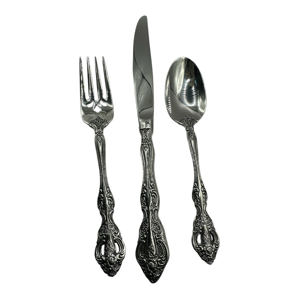 Oneida Michelangelo Stainless Heirloom Cube Silverware Flatware Knife Fork Spoon
